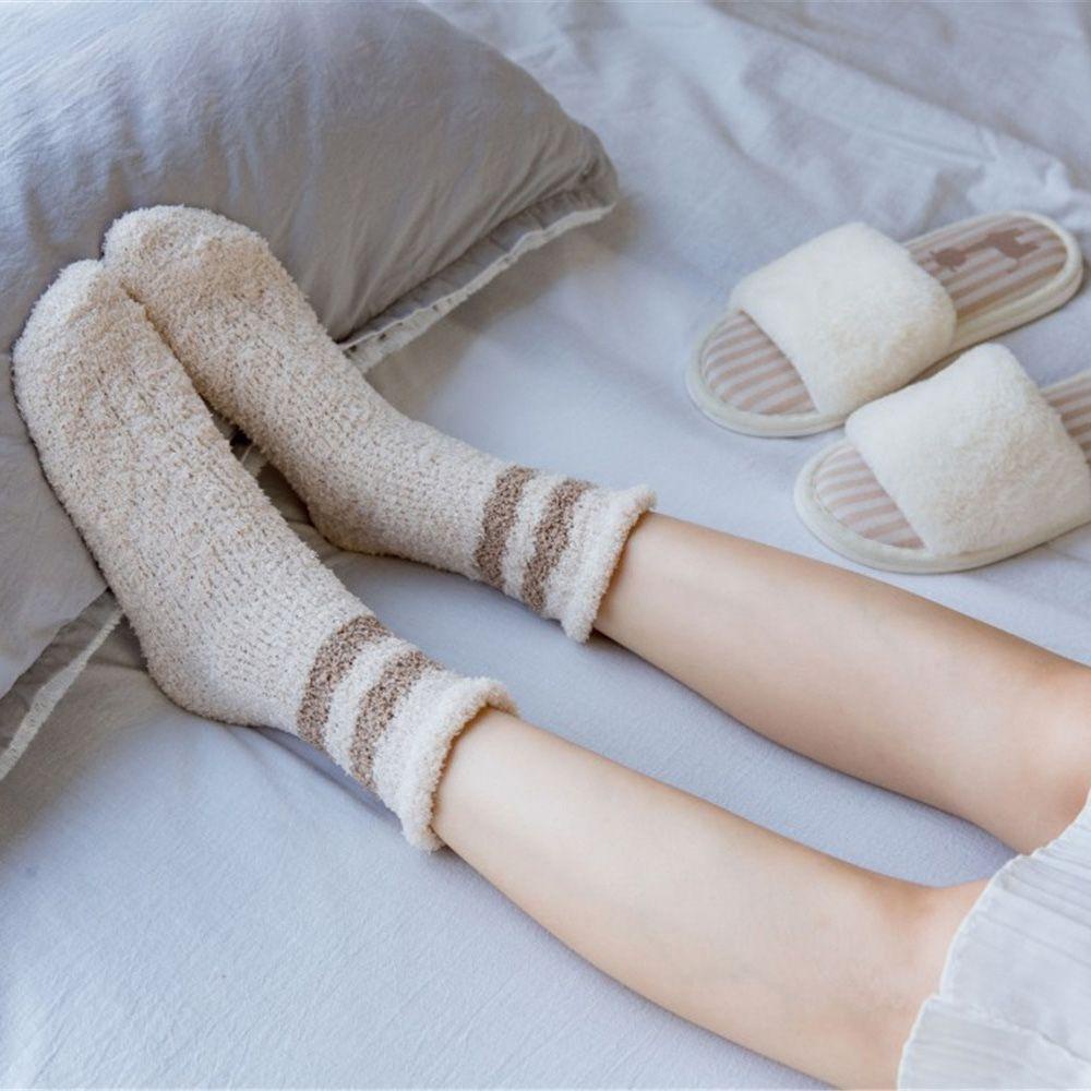 Vớ Nhung San Hô Mềm Mại Họa Tiết Sọc Dành Cho Giáng Sinh