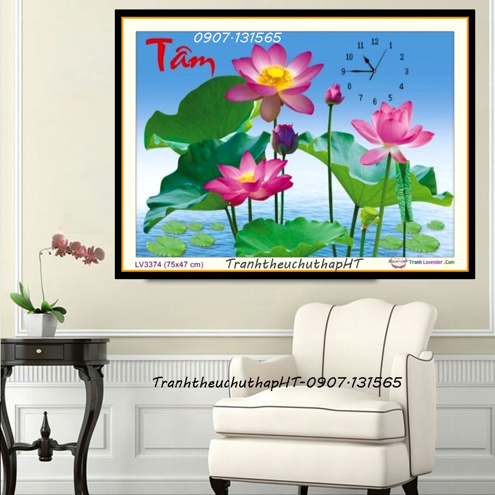 [HCM]Tranh thêu chữ thập - Tranh đính đá chữ tâm 90*50cm - tự đính