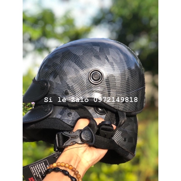 Nón bảo hiểm nhúng carbon thủ công sắc nét - mũ bảo hiểm cacbon logo tem mac chuẩn đẹp