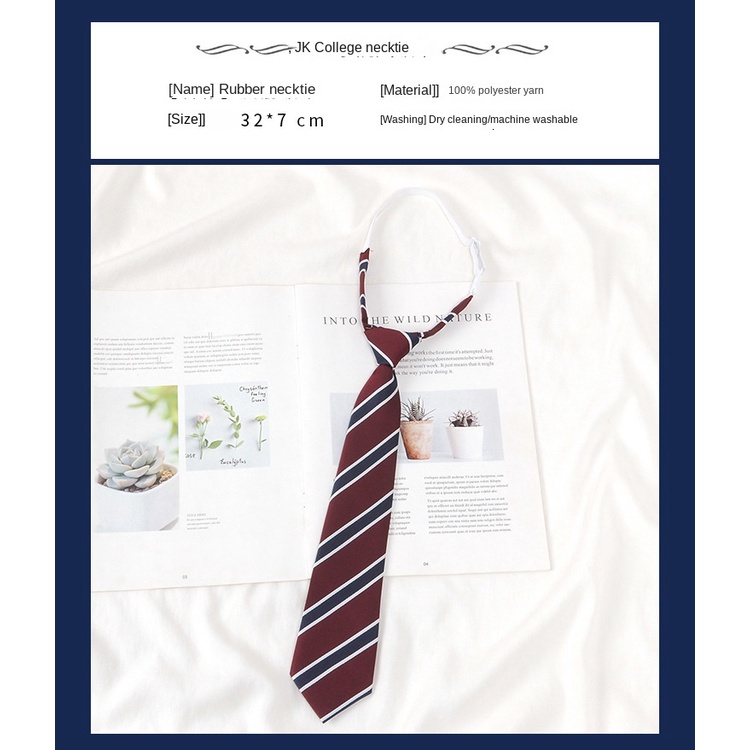 Cà Vạt Nơ Họa Tiết Kẻ Sọc Đỏ Phong Cách Preppy Nhật Bản Cho Nam Nữ