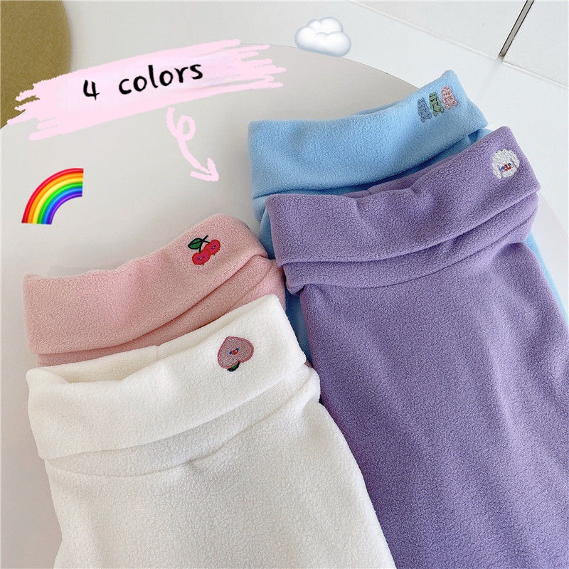 Áo Thun Nữ Vải Lông Cừu Dày Màu Kẹo Ngọt Thời Trang Mới