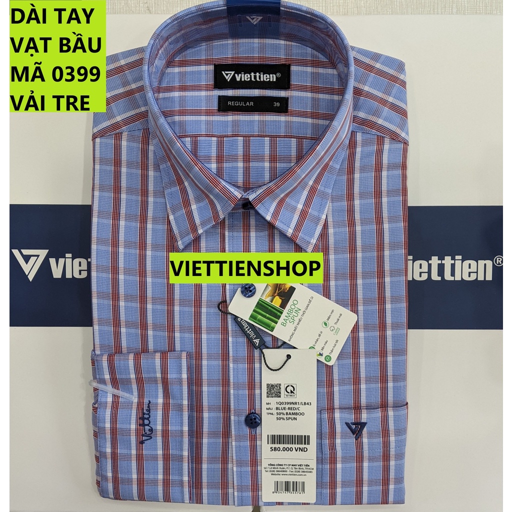 (0399 CRL) ÁO SƠ MI VIỆT TIẾN DÀI TAY VẢI TRE CA RÔ
