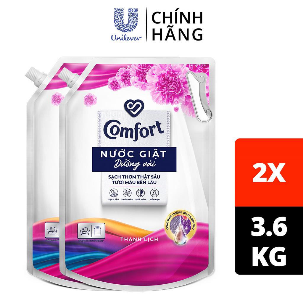 Combo 2 túi nước giặt dưỡng vải Comfort hương Thanh Lịch túi 3.6kg