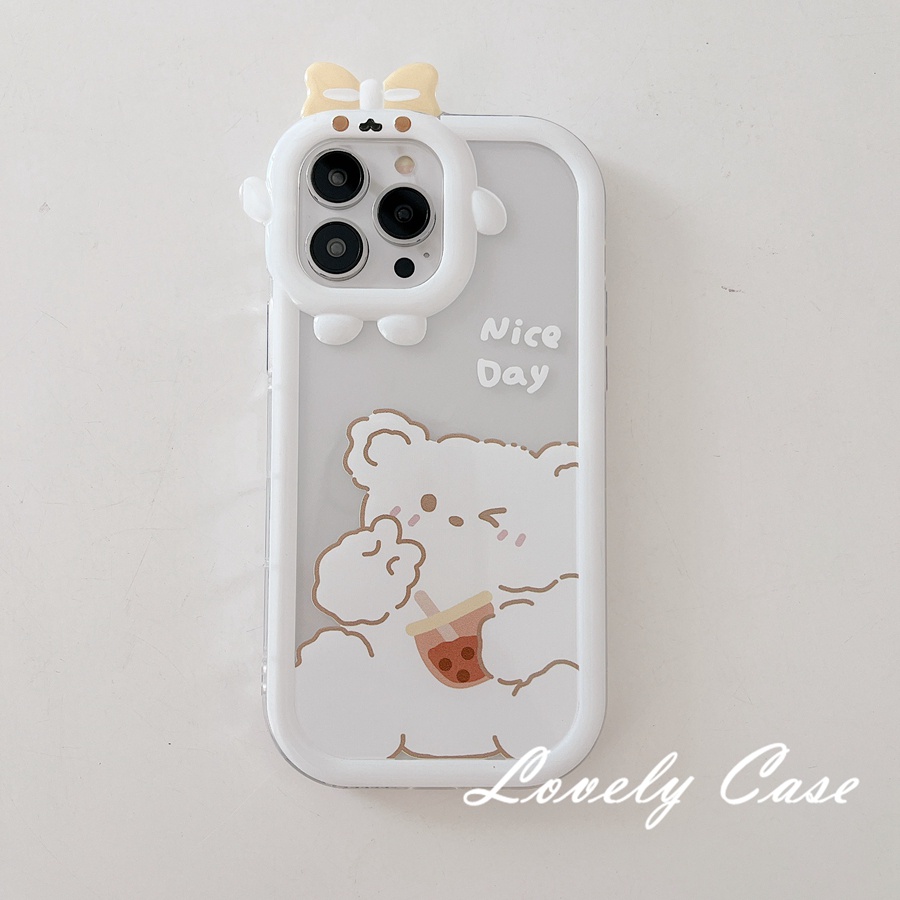 IPhone 14 13 12 11 Pro Max SE 2020 X Xr Xs Max 8 7 PlusỐp Điện Thoại Mềm Trong Suốt Hình Trà Sữa Gấu Trắng Cho