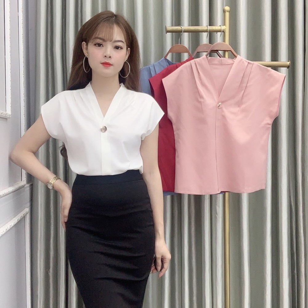 Áo sơ mi nữ tay bèo cúc ngực A5 - đủ màu (Cam kết hàng y hình)
