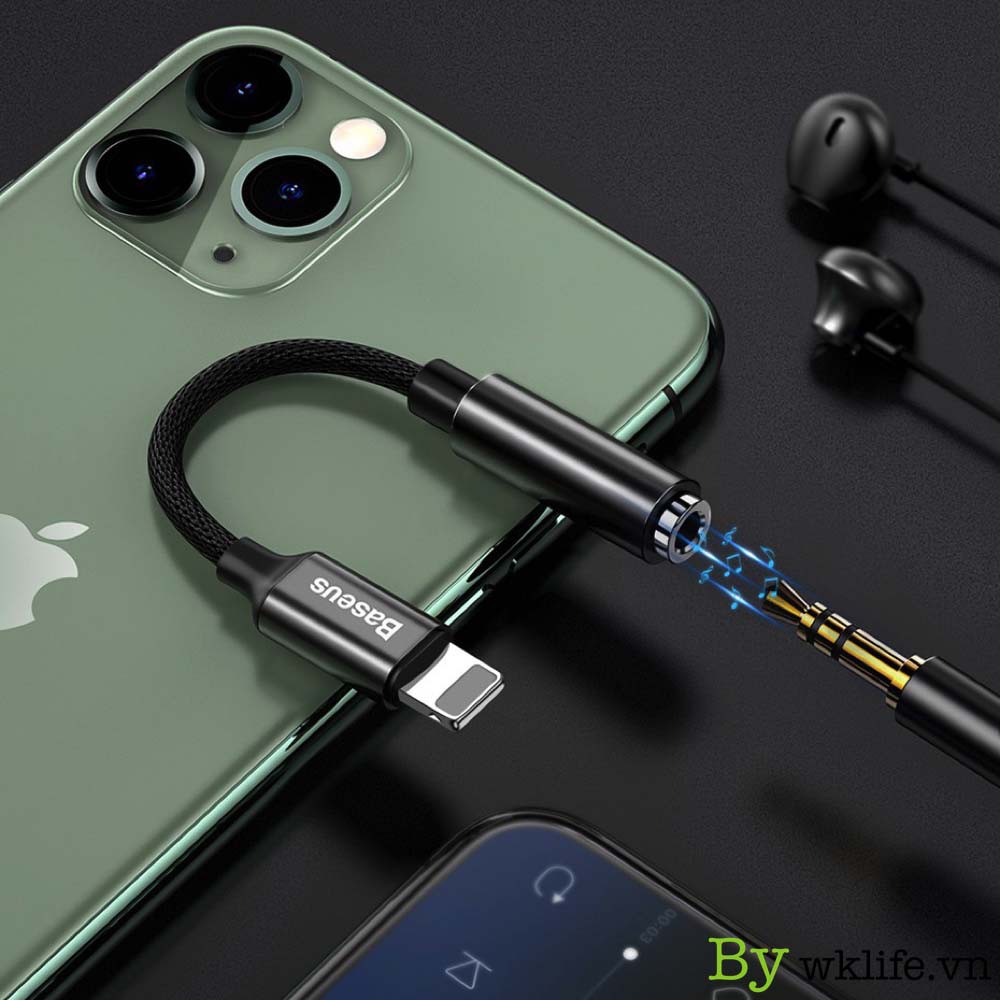 Cáp chuyển đổi cổng Lightning Iphone sang 3.5 mm Chính HãngBaseus Hỗ Trợ Mic