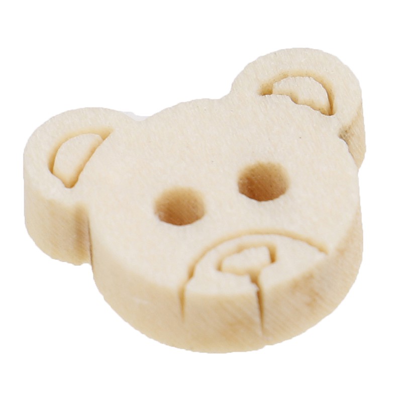 Set 20 Nút Gỗ 2 Lỗ Hình Gấu Teddy Dành Cho Trẻ Em
