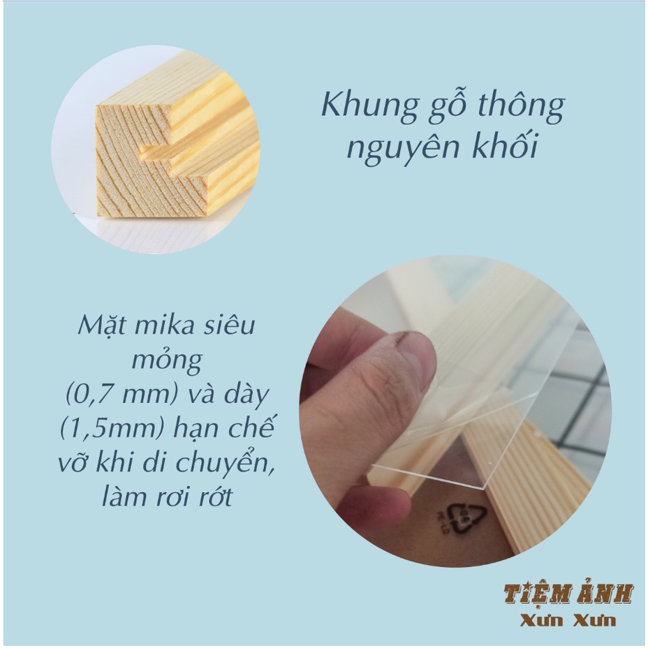 Khung ảnh để bàn, treo tường gỗ thông 10x15 13x18 20x20 20x30 a4 30x30