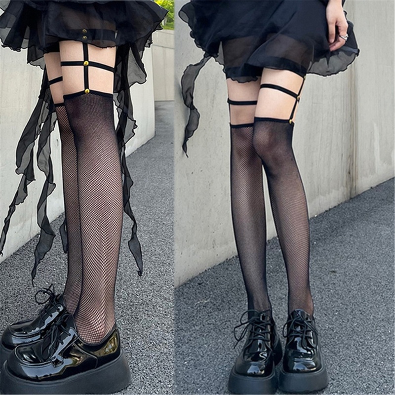 Quần Tất Lưới Dài Co Giãn Đính Đinh Tán Kim Loại Quyến Rũ Cho Nữ