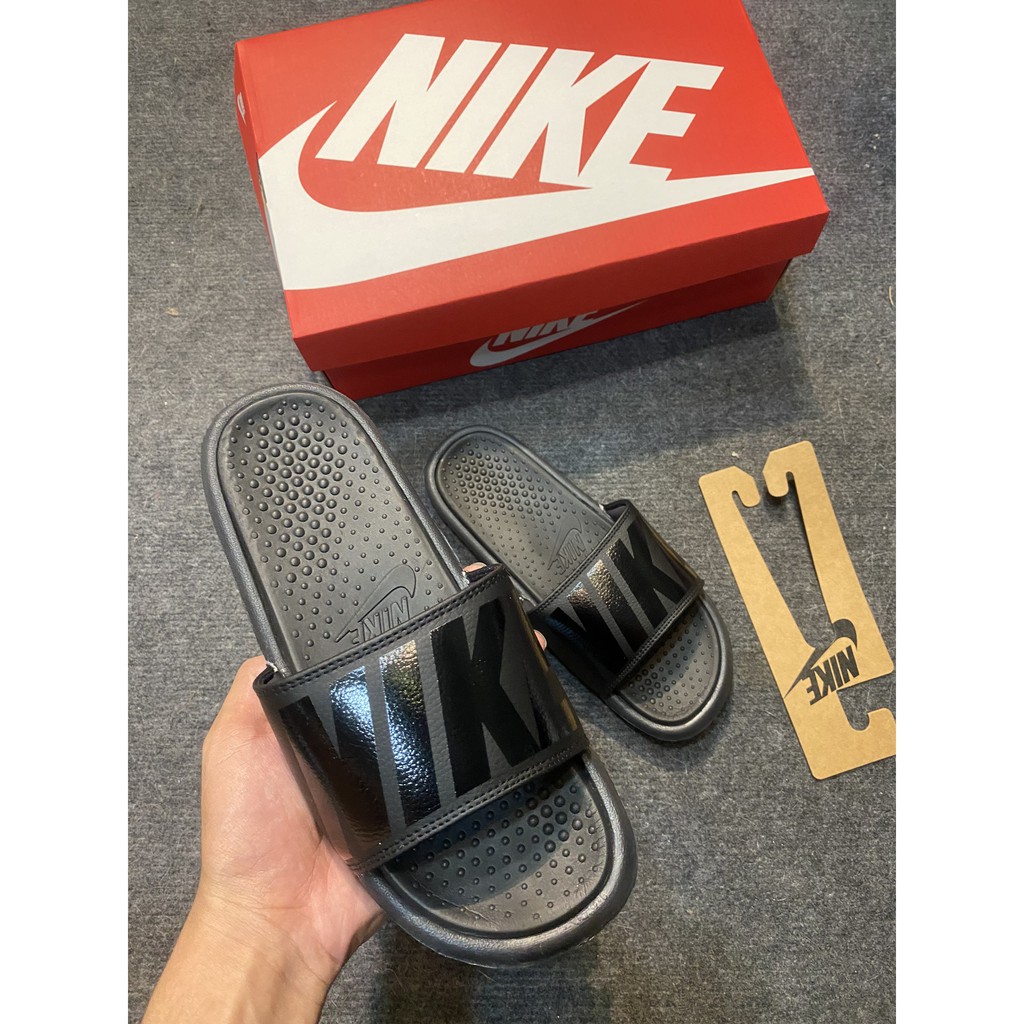 Dép n i k e đệm nam đen full