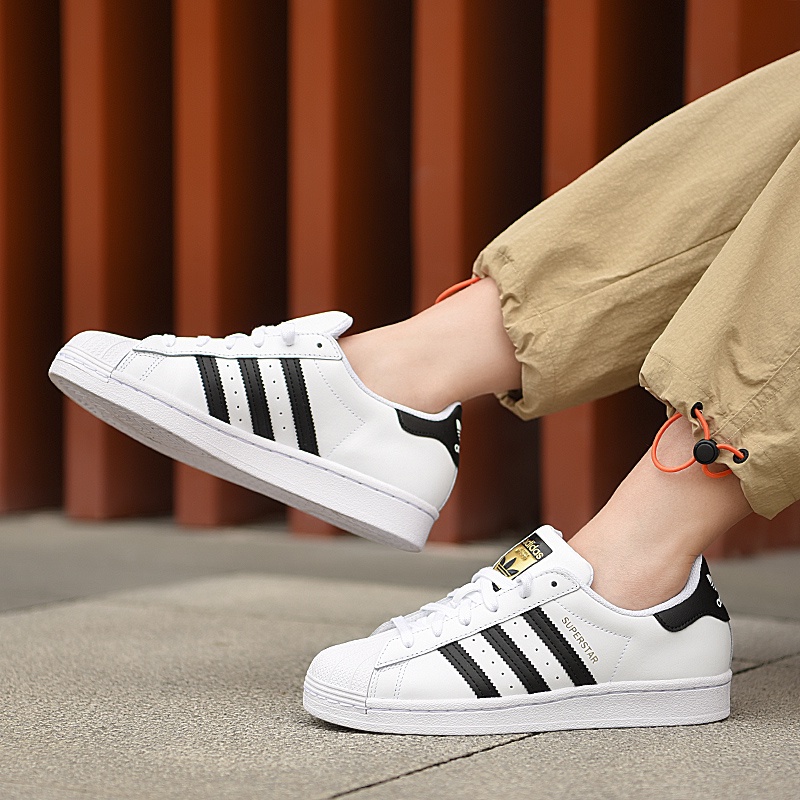 Giày Sneaker Nữ Trắng Mũi Sò, Giày Thể Thao Nữ Superstar màu trắng sọc đen cao cấp