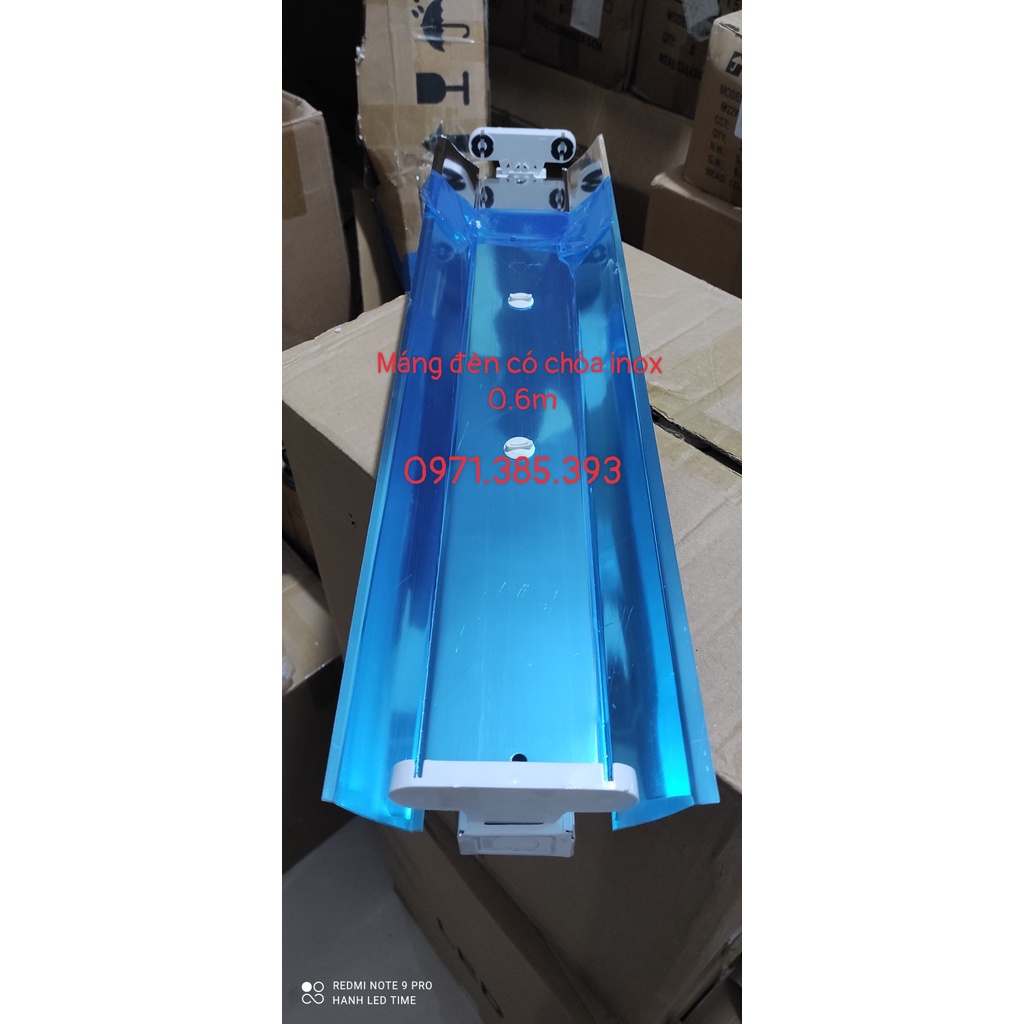 Máng đèn đôi t8 có choá inox 0,6m, máng đèn led