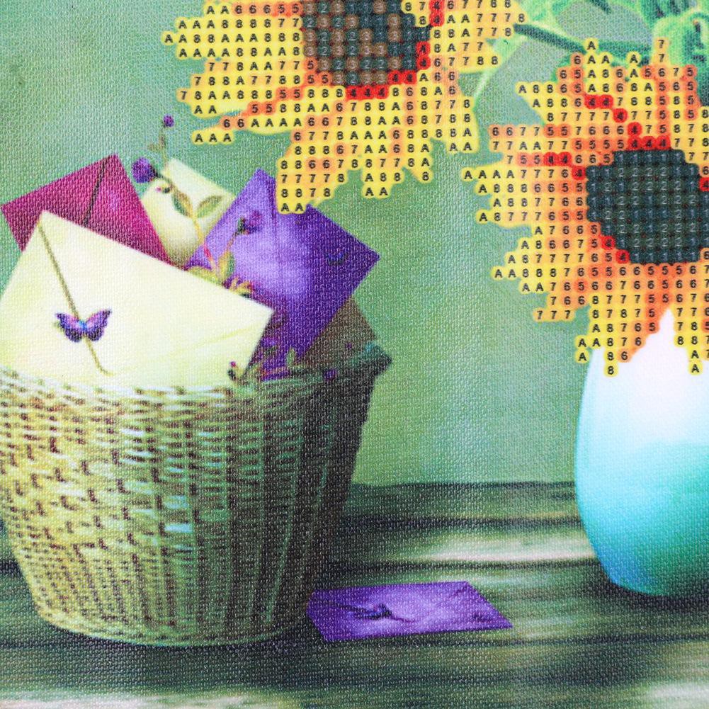 Tranh đính đá hình lọ hoa hướng dương tự hoàn thành | BigBuy360 - bigbuy360.vn