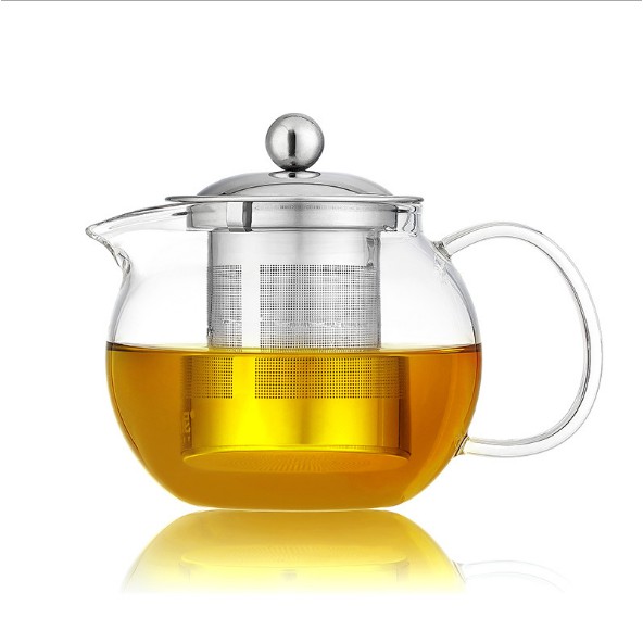 Ấm thủy tinh có lõi inox dáng tròn size 650ml, size 950ml, size 1300ml A14 A15 A16