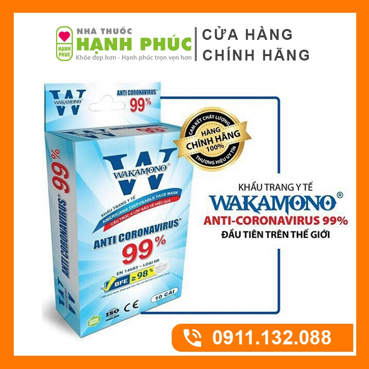 [COMBO 15 HỘP] Khẩu Trang Y Tế Wakamono Chính Hãng 4 Lớp Hộp 10 Chiếc Người Lớn Kháng Khuẩn, Kháng Virut