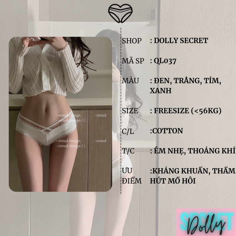 Quần lót ren sexy xuyên thấu đan dây viền ren cao cấp kiểu dáng gợi cảm quyến rũ cho nữ DOLLY SECRET QL037 | BigBuy360 - bigbuy360.vn