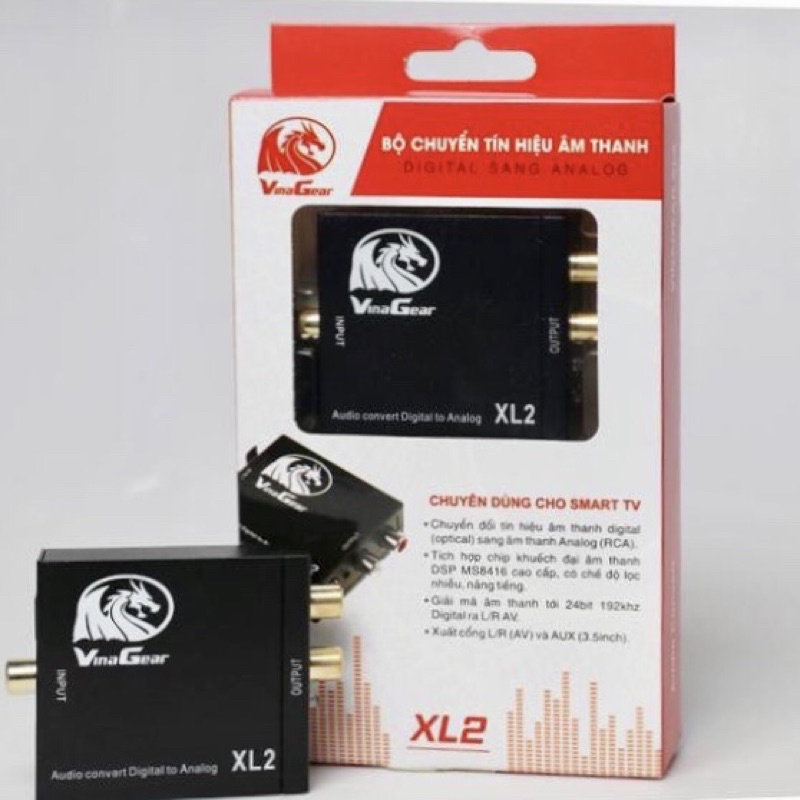 Bộ chuyển đổi âm thanh Optical ra AV Vinagear XL2 kèm dây quang.