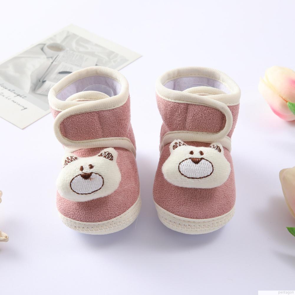 Giày đế mềm hình gấu hoạt hình cho trẻ em từ 0-12 tháng tuổi