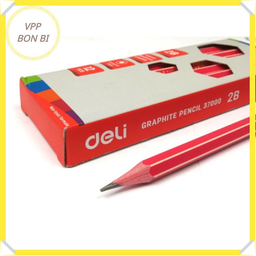 [XẢ KHO] Bút chì 2B Deli 37000 - 1 hộp 12 cây, bút chì luyện chữ, chì tốt, đồ dùng học tập
