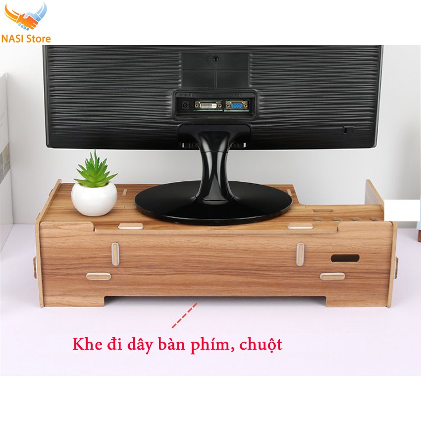 [Nhập khẩu] Kệ để màn hình máy tính KM01 bằng gỗ bền chắc phù hợp với mọi màn hình, có hộc cất bàn phím, ngăn kéo | BigBuy360 - bigbuy360.vn
