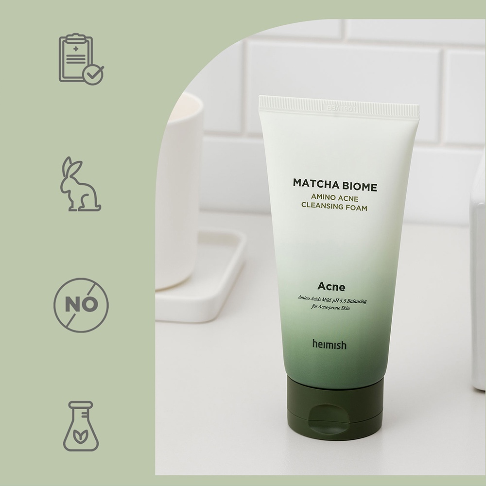Sữa rửa mặt HEIMISH MATCHA BIOME AMINO ACNE CLEANSING FOAM 150g