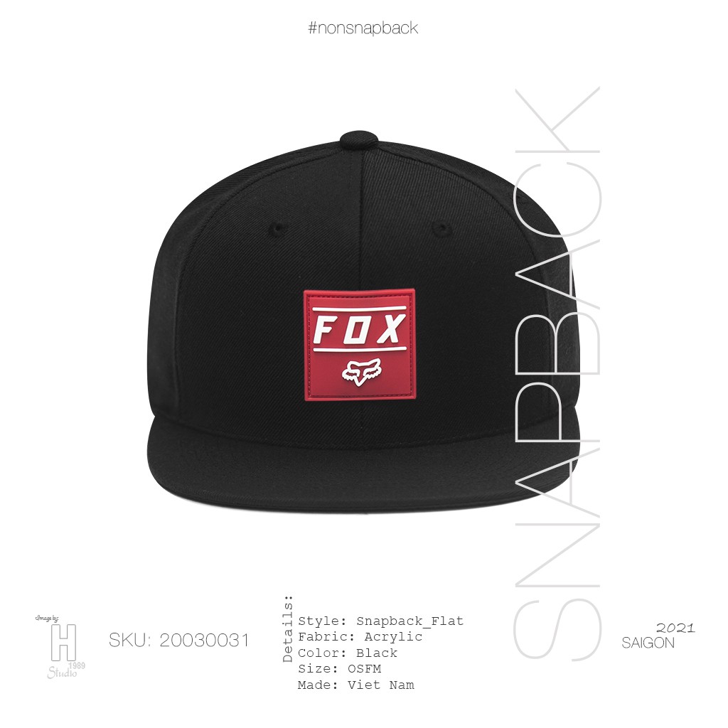 Mũ snapback thời trang nam màu đen cao cấp logo FOX màu đỏ hàng chất lượng tiêu chuẩn xuất khẩu khóa gài bấm