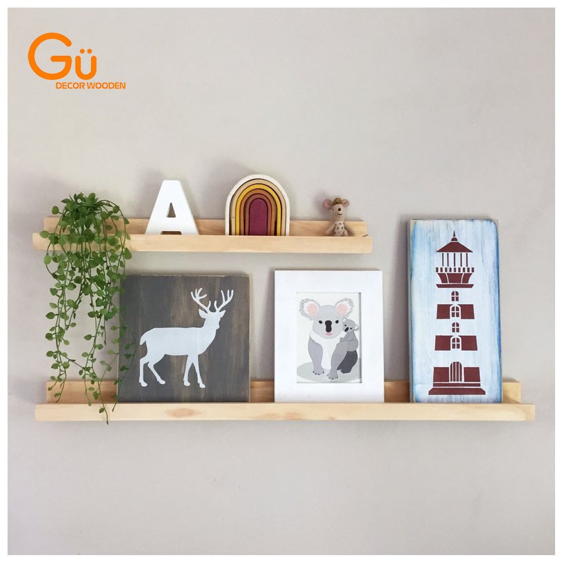 Thanh Gỗ Trag Trí ,Kệ Gỗ Treo Tường,Chất liệu Gỗ Thông Cao Cấp GU DECOR WOODEN