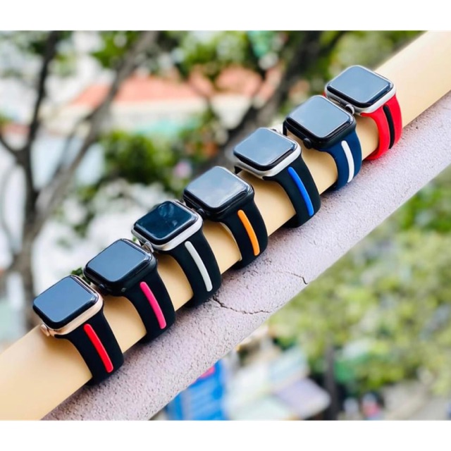 ĐÂY ĐEO SILICON SỌC MÀU DÀNH CHO APPLE WATCH