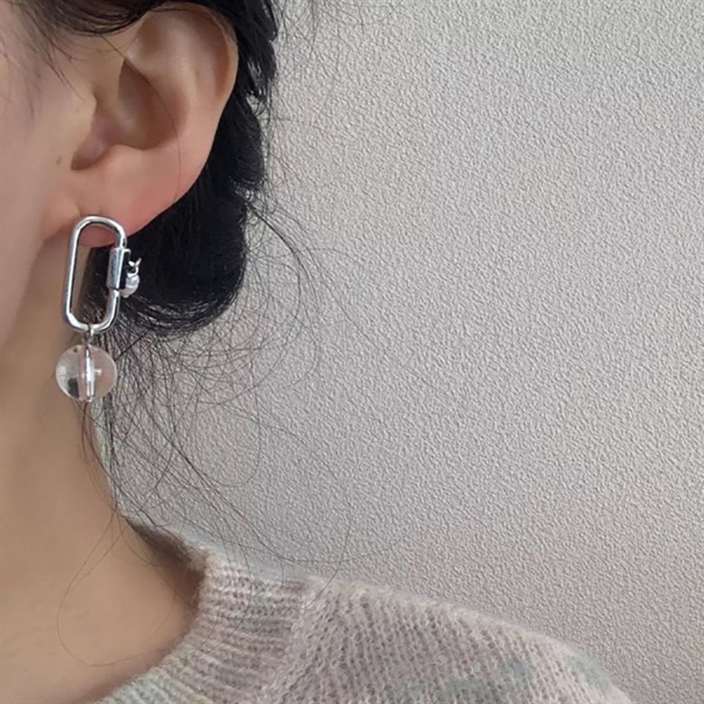 Bông Tai Mushroom Lee - Móc Khoen Bi Trong Suốt Đính Hạt Trai