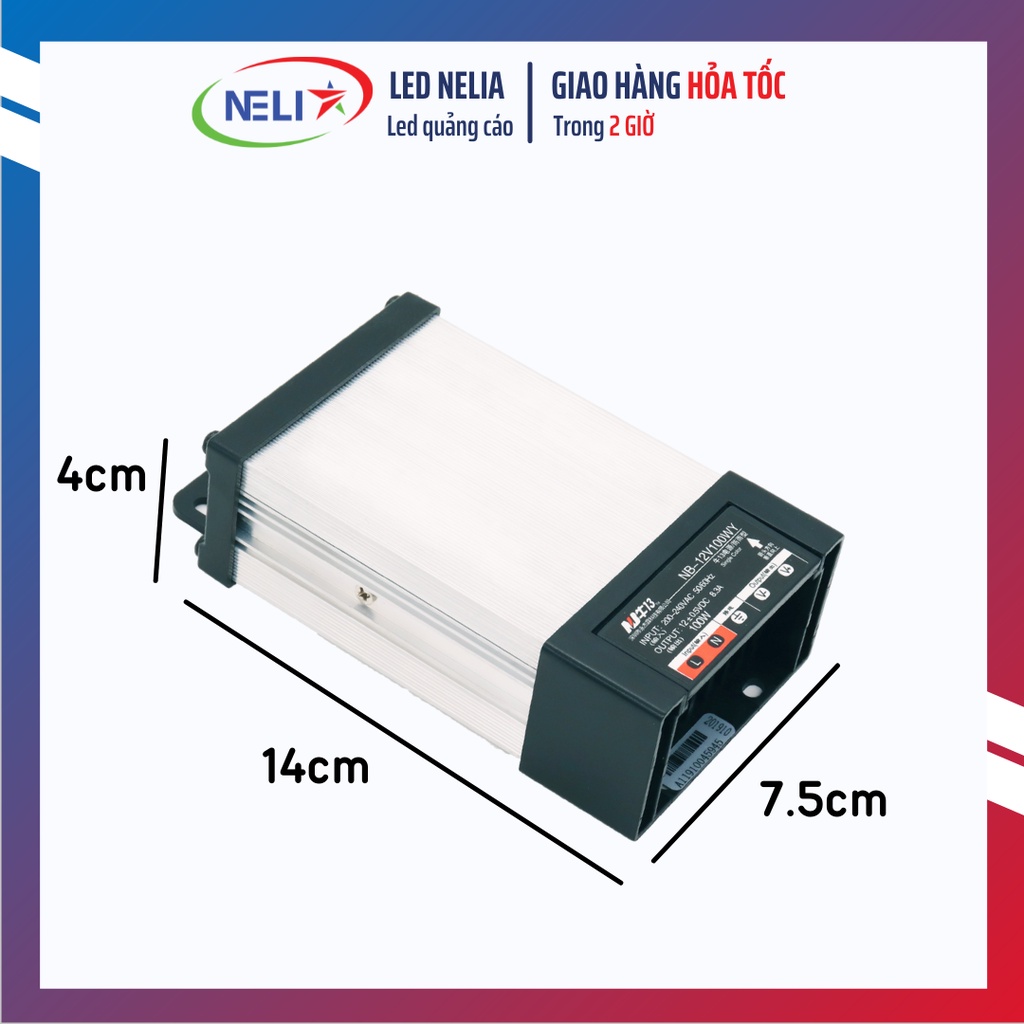 Nguồn LED 12V 100W ngoài trời vỏ nhôm NB.