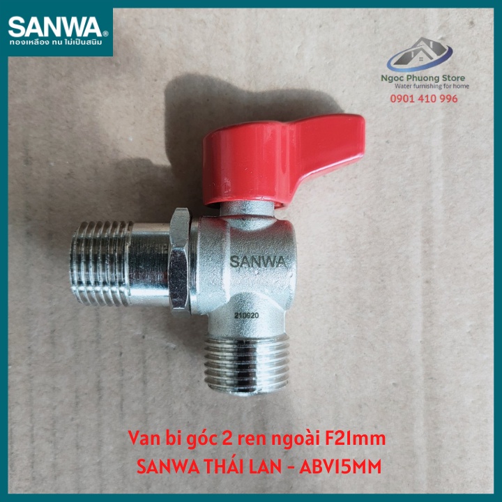 Van bi góc 2 ren ngoài Sanwa Thái Lan Phi 21mm  - Mã ABV15MM