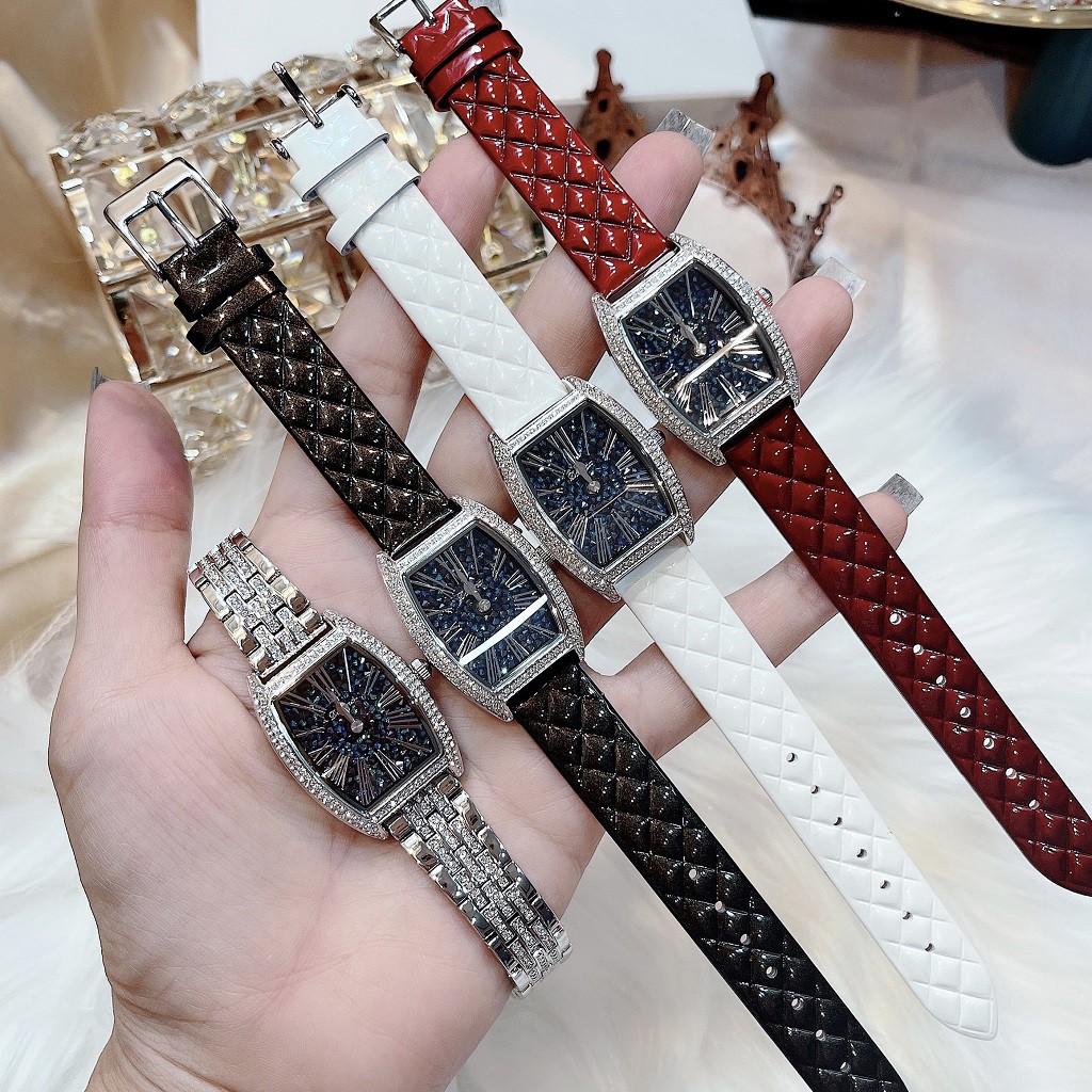 Set Đồng Hồ Davena Nữ D31630 Silver Với 3 Dây Da Authentic