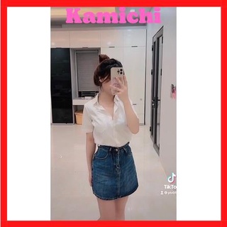 Áo Sơ Mi Cộc Tay Nữ cổ bèo