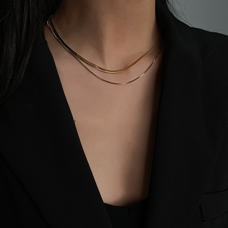 Vòng cổ Mặt Xương Rắn Phong Cách Hip Hop Đơn Giản