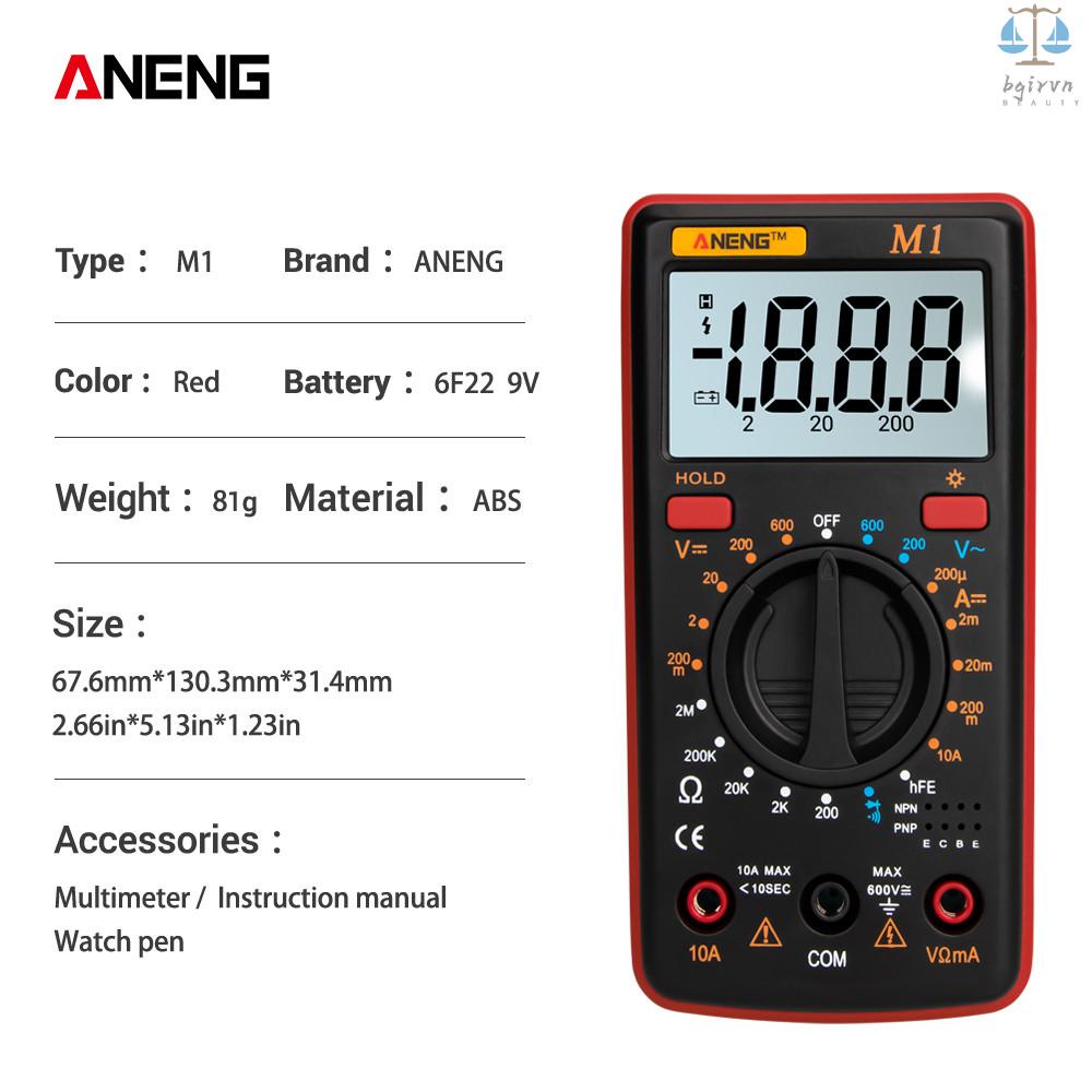 Aneng M1 Thiết Kế Kỹ Thuật Số Độ Chính Xác Cao AC / D