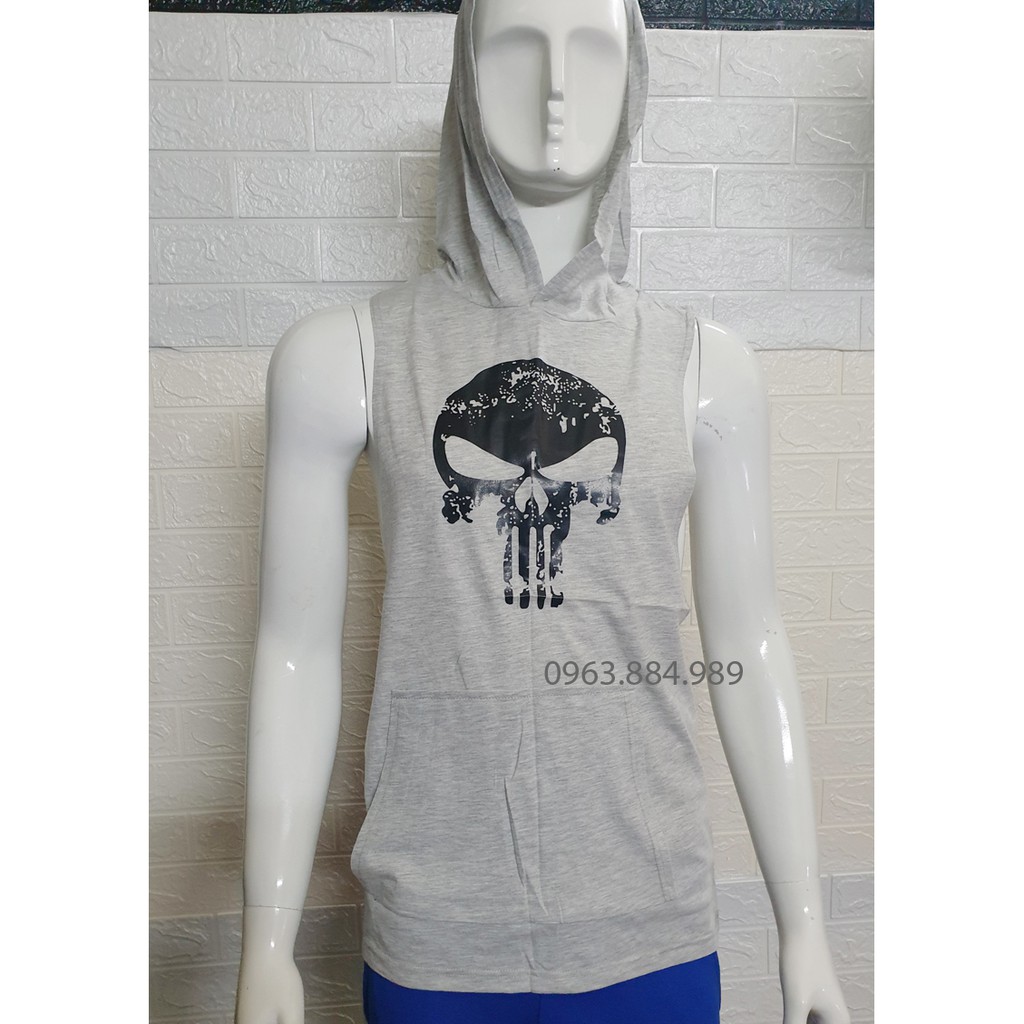 Áo ba lỗ A.201 khoét nách có mũ cho anh em tập gym , chơi thể thao hàng mỏng nhẹ nhàng ( ẢNh shop chụp)