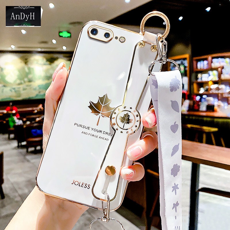 Ốp Điện Thoại Hình Lá Phong Có Dây Đeo Cho iPhone 7Plus 8Plus 6 6S Plus SE2 7 8