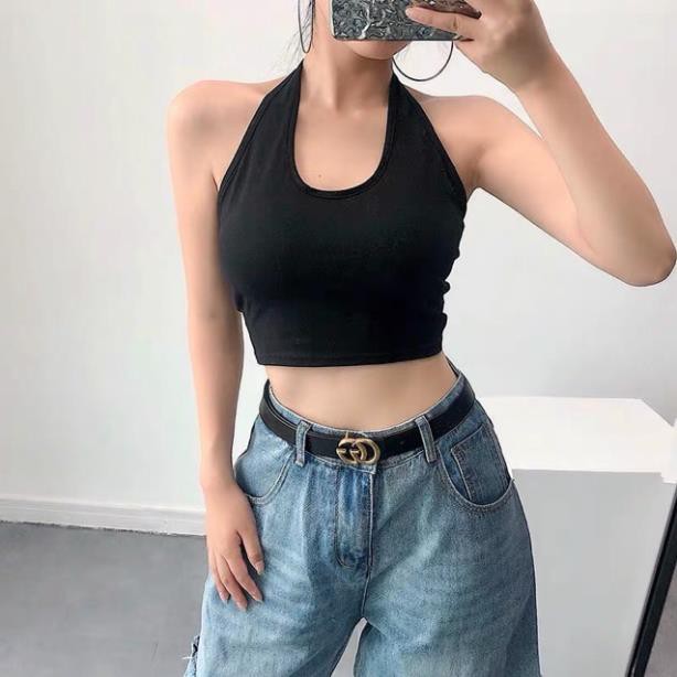 Áo Yếm Nữ Hở Lưng Croptop Kiểu Ôm Body Thể Thao Đơn Giản Đen Trắng Nhiều Màu DRACR22 | BigBuy360 - bigbuy360.vn