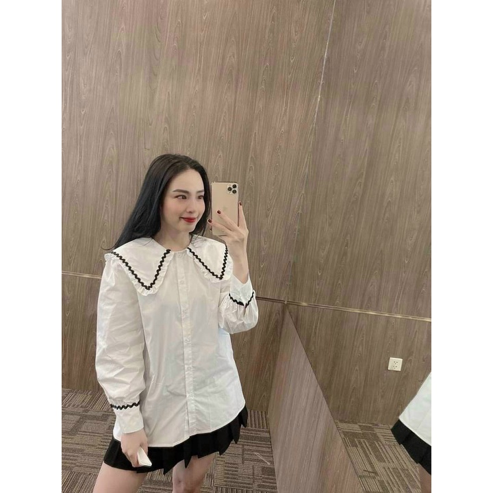 Áo sơ mi nữ cổ zic zắc siêu xinh
