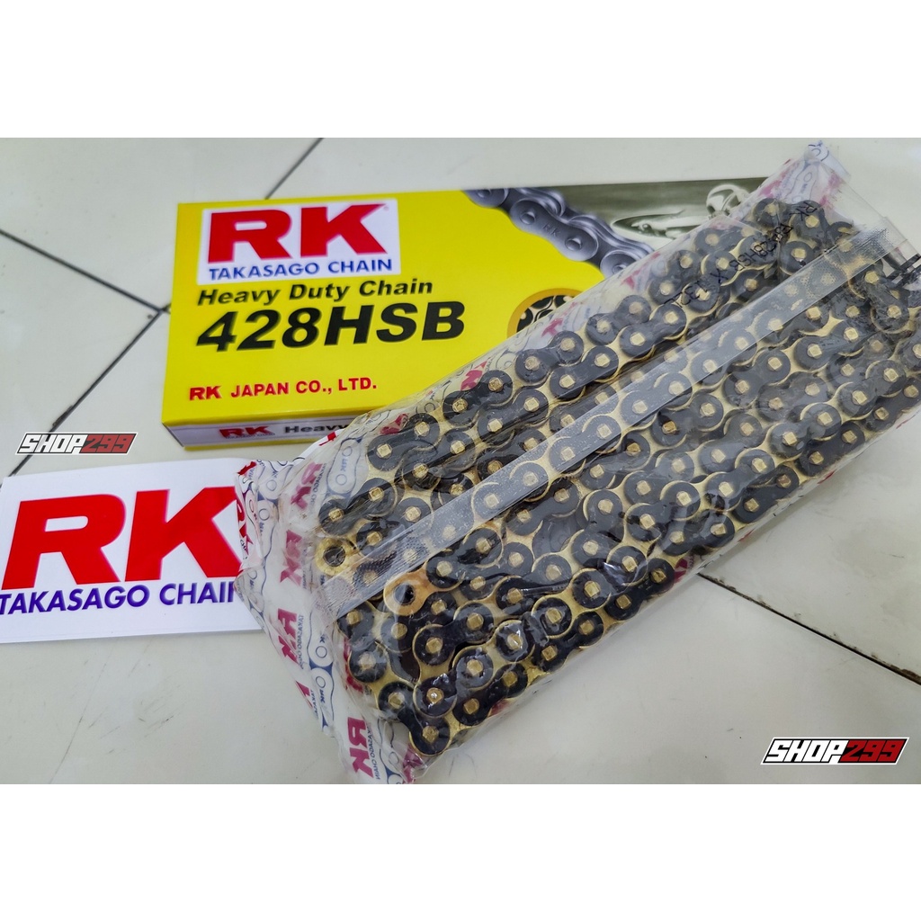 Sên RK 428 HSB không phốt 132L màu vàng đen  - Chính hãng RK Takasago thương hiệu Nhật Bản