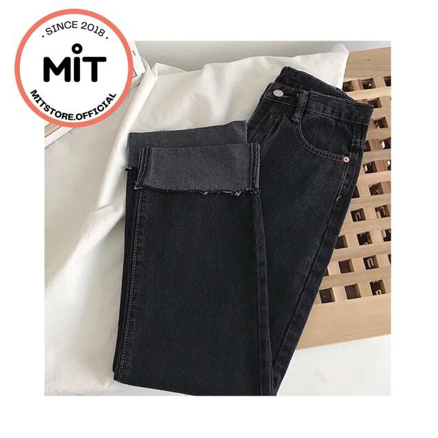 QUẦN JEANS ĐEN SUÔNG GẬP GẤU @mit.store