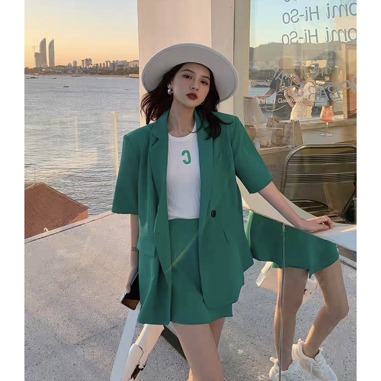 Set Vest Ngắn Tay & Quần Giả Váy Xanh Lá Eclipse Clothing Thiết Kế Thanh Lịch Chất Liệu Cao Cấp - Phù Hợp Dạo Phố Du lịc