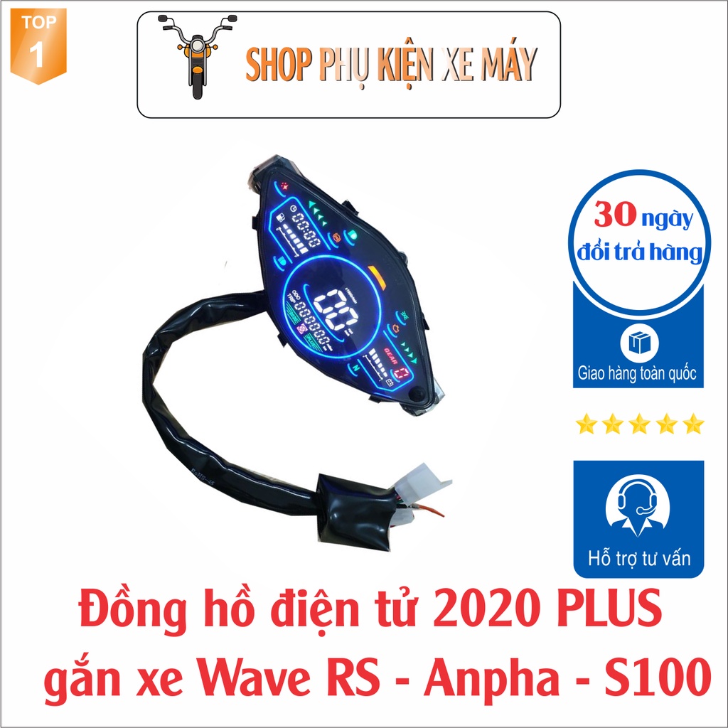 Đồng hồ điện tử mẫu 2020 Plus gắn cho các dòng xe Wave RS, Wave Anpha, Wave S100 - SPA-2720