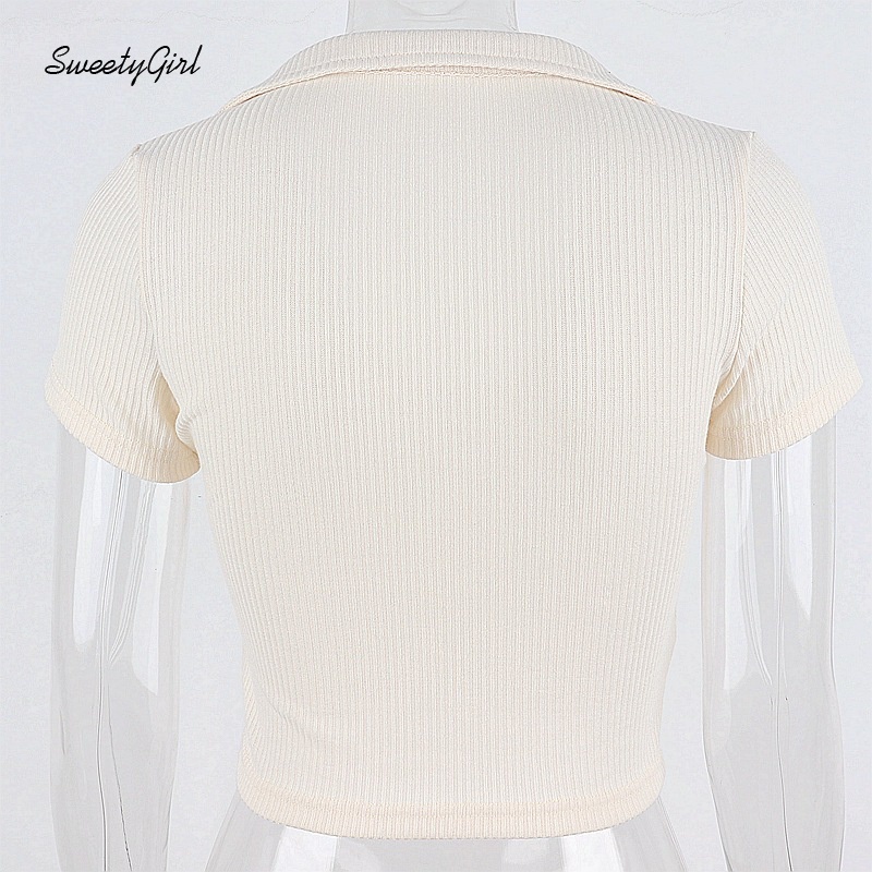 Áo Croptop Tay Ngắn Cổ Chữ U Màu Trơn Dáng Ôm Thời Trang Quyến Rũ Cho Nữ