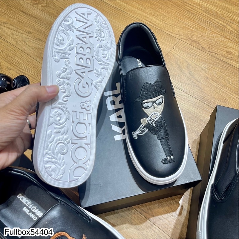 [Sẵn Hàng] Giày Slipon Nam Karl Thêu Hình Full Box - Giày Slipon Karl SC Full Box Cho Nam
