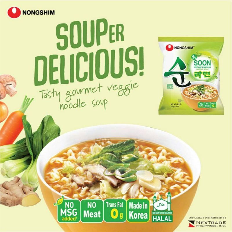 Mì chay Soon Veggie Ramyun Hàn Quốc Nongshim gói 112gr