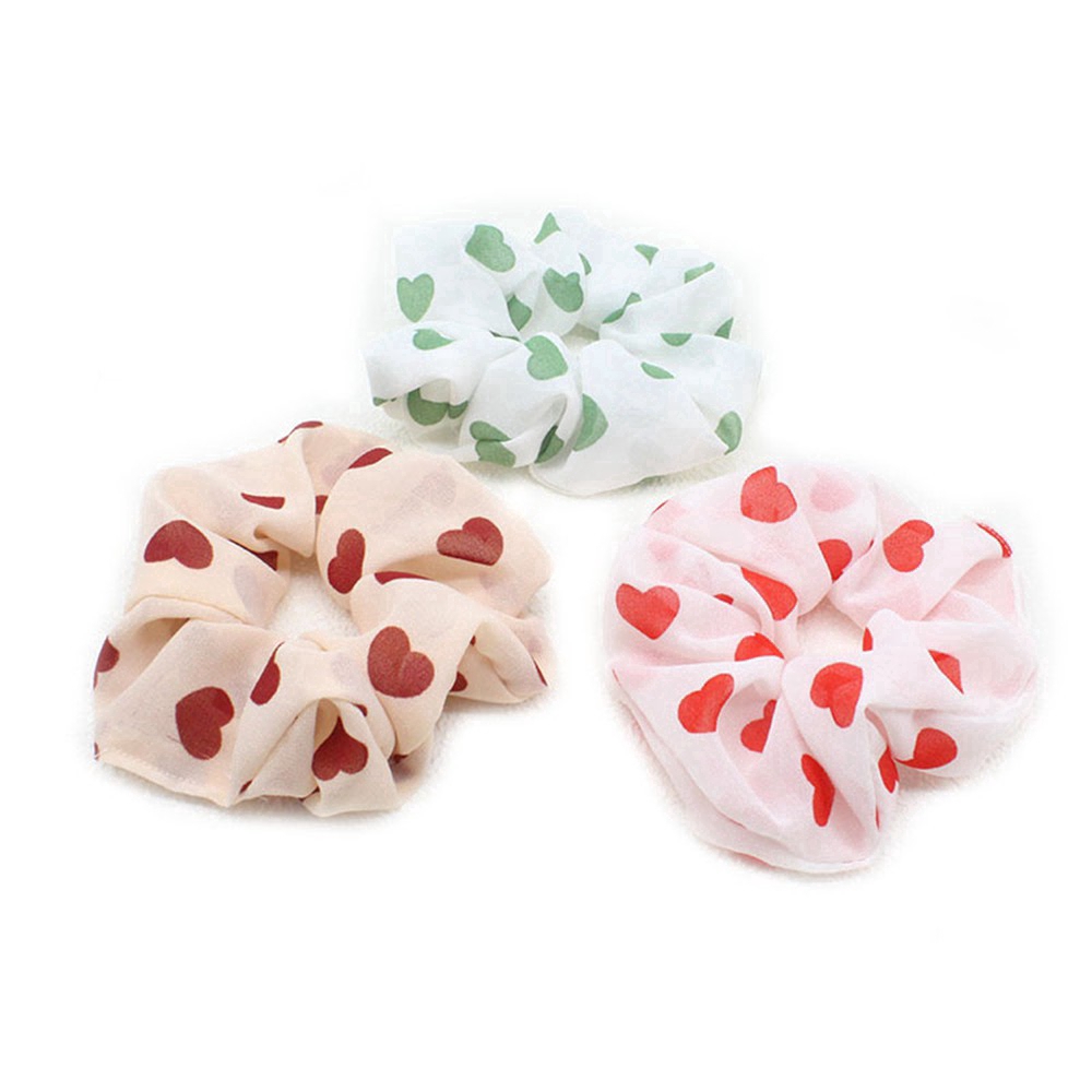 Dây Buộc Tóc Vải Chiffon Hình Trái Tim Dễ Thương Cho Nữ