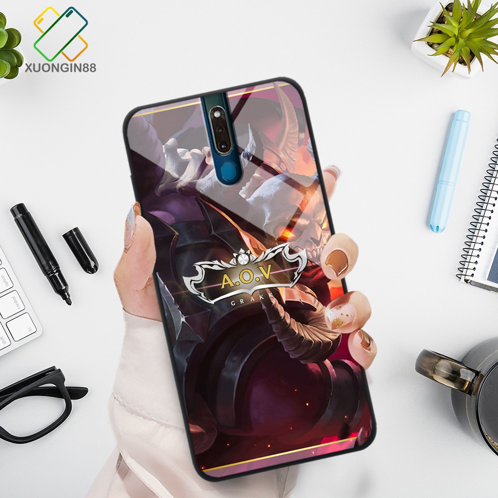 Ốp lưng Oppo F11 Pro kính cường lực in 3D hình tướng liên quân