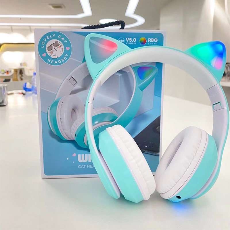 Tai nghe bluetooth không dây tai mèo có đèn led - Headphone chơi game