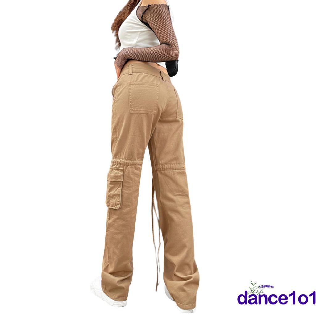 ❀LZ✡Women’ Fashion Solid Color Multi-pocket High Waist Long Pants